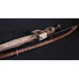 Carved African Staff with carved rectangular sections, incised grip,