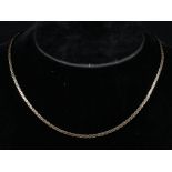 9ct gold flat link neck chain, 40cm long, 7.