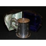 Victorian silver Christening mug with ornate decoration, monogrammed FDF, Birmingham 1871,