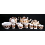 Regency gilt porcelain twenty-four piece teaset, possible New Hall, patt. no. 284.