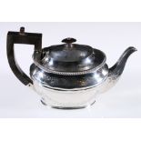 Victorian silver teapot, of oval form, with brightcut floral garlands and bands, marks rubbed,