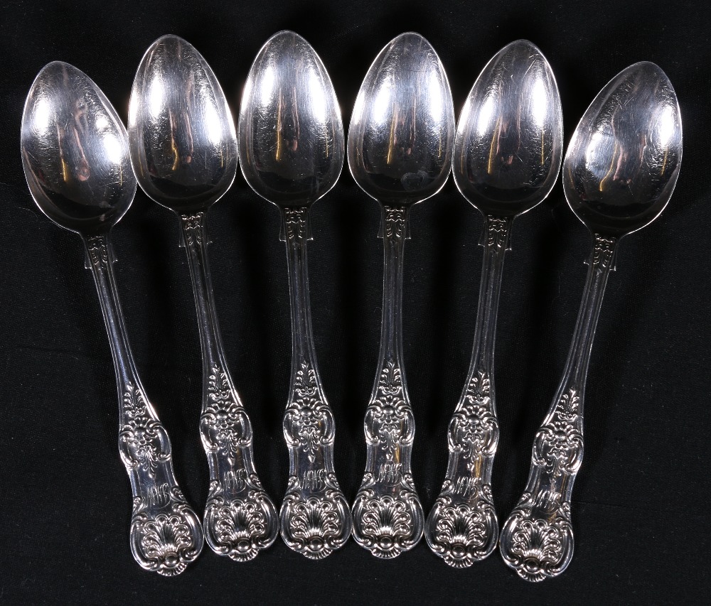 Set of six Victorian silver single struck Queens pattern spoons, Glasgow 1850, M & A,