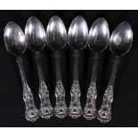 Set of six Victorian silver single struck Queens pattern spoons, Glasgow 1850, M & A,