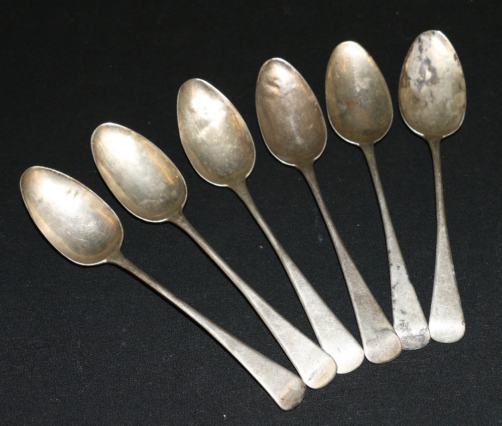 Set of six Scottish Provincial silver teaspoons by William Jamieson of Aberdeen two marks WJ ABD,