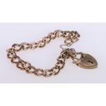 9ct gold curb link padlock bracelet, 29.1g.