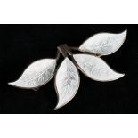 David Anderson of Norway 925 silver and enamelled four leaf spray brooch