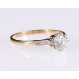 18ct carat yellow gold and silver solitaire diamond ring the stones of approximately 0.