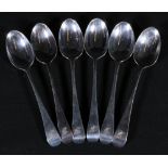 Set of six Victorian silver teaspoons,