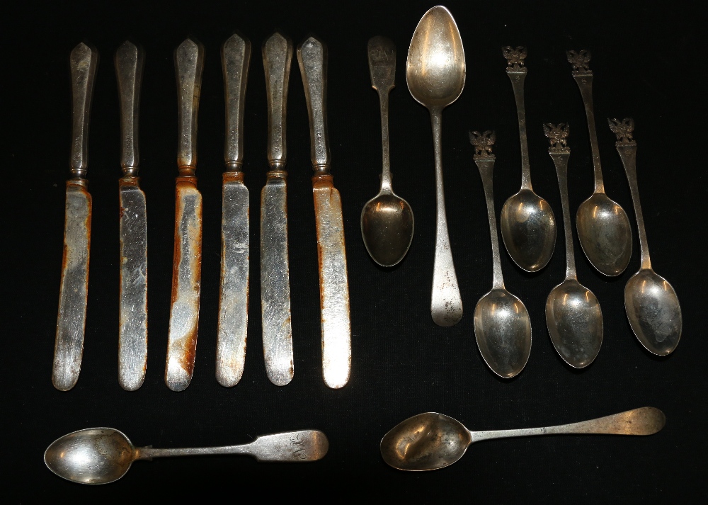 Four Scottish Provincial spoons to include a teaspoon stamped RD, another stamped IL thistle,