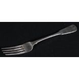 19th century Scottish silver table fork, initialled C,