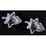 Pair of 19th century blue and white pearlware pickle dishes, 13cm.