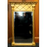 Regency gilt wood pier glass or mirror with lattice frieze, 74cm tall,