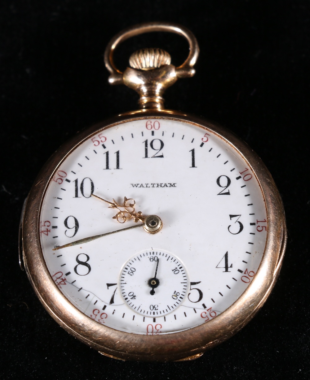 14ct gold cased Waltham fob watch, 25.