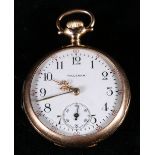 14ct gold cased Waltham fob watch, 25.