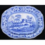 Late 18th century Spode transfer-printed tree and well meat ashet, 52cm.