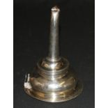 George III silver wine funnel with beaded border and floral pattern straining holes, monogrammed,