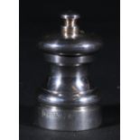 Contemporary silver " Peter Pan" pepper mill grinder,