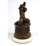 French bronze statue of a man wrestling a serpent,