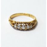 Diamond five-stone ring with graduated brilliants, 18ct gold, c. 1900.