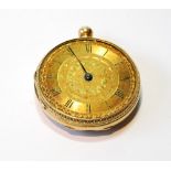 Lever watch by Stewart, Glasgow, with engraved gold dial and 18ct case, 1873.