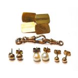 Pair of 9ct gold cufflinks, a pair of similar swivels,