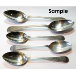 Set of six silver engraved tablespoons and six dessert spoons, Sheffield 1873, 24oz.