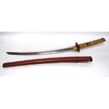 Japanese sword - Uchigatanna with 21½in blade, Tang signed Sukesda, 1580-1650.