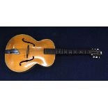 Hofner Senator acoustic guitar, mother of pearl and tortoiseshell head and rosewood finger board,