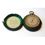 Pocket aneroid and altimeter, signed RBD Blakeney RE, 1891, in gilt metal, cased.