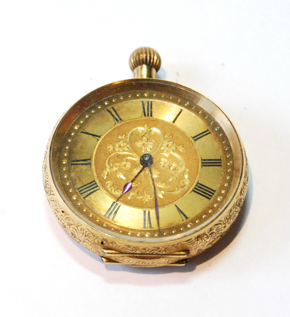 Geneva cylinder watch in gold case, '18k'.