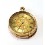 Geneva cylinder watch in gold case, '18k'.