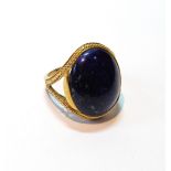 Gold ring with oval lapis lazuli, '9K'.