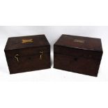 Two Victorian mahogany scientific instrument boxes, with ivory mounted boxes and trays,