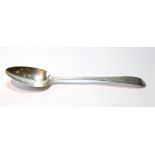 Irish bright-cut silver serving spoon of typical style by Law and Bayly, Dublin 1794, 25cm.