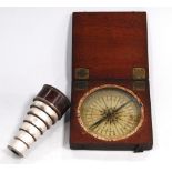 Mid-19th century mahogany cased compass, with blued steel indicator, 10.