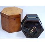 Lachenal rosewood forty-eight button hexagonal concertina, with paper label, no.