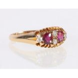 18ct gold ruby and diamond ring, 3.1g, hallmarked.