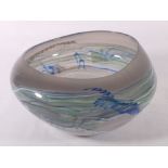 Graham Muir Art Glass bowl with chased swirl and figure design possible titled 'Ascent of Man',