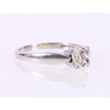 9ct white gold diamond solitaire ring, the diamond approx 4mm or 0.