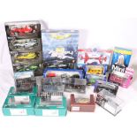 Five Mattel Hotwheels F1 racing cars, boxed, three Corgi Legends of Speed vehicles, boxed,