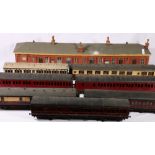 Two O gauge tinplate and wood LMS passenger coaches,