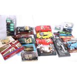 Four large scale Burago model cars on plinths including Mercedes-Benz 500K (1936),