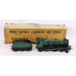 Bassett-Lowke O gauge live steam 4-4-2 locomotive and tender green with Bassett-Lowke box.