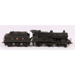 Bassett-Lowke O gauge clockwork 4-4-0 locomotive and tender 1029 LMS black, with Bassett-Lowke box.