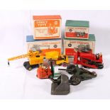 Dinky Toys 561 Blaw Knox Bulldozer, red body, 562 Muir Hill dump truck,