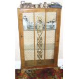 Walnut single door display cabinet on cabriole legs, c. 1930-40.