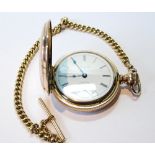 Elgin rolled gold lever watch in hunter case and a similar guard.