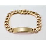 Continental gold identity bracelet of filed curb pattern, probably French, 18ct.