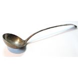 Silver soup ladle, initialled in bright-cut cartouche,