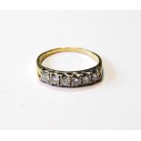 Diamond half eternity style ring with six brilliants, in 18ct gold, 1978.